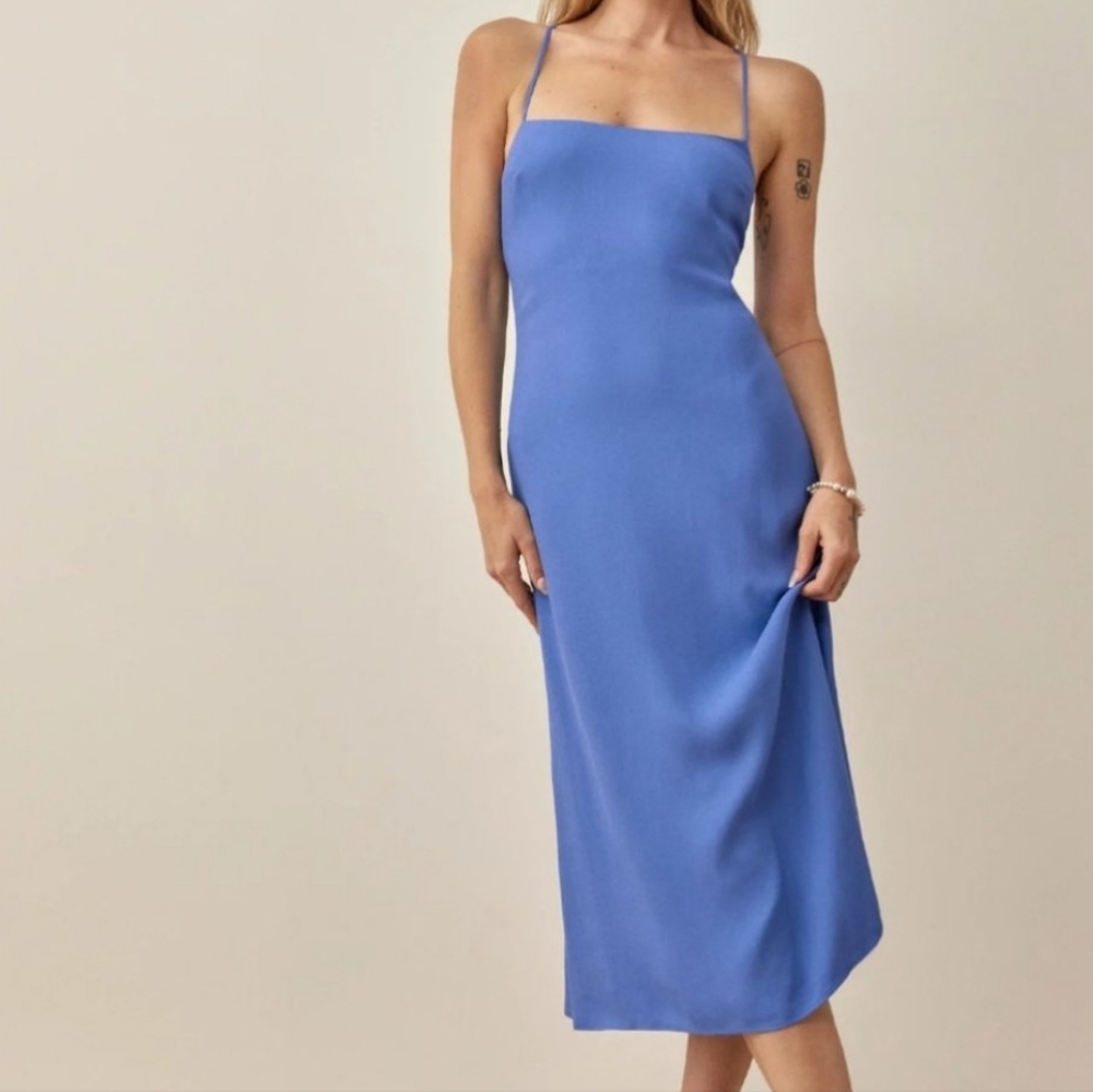 Reformation Dover Midi Dress Blue Size 2